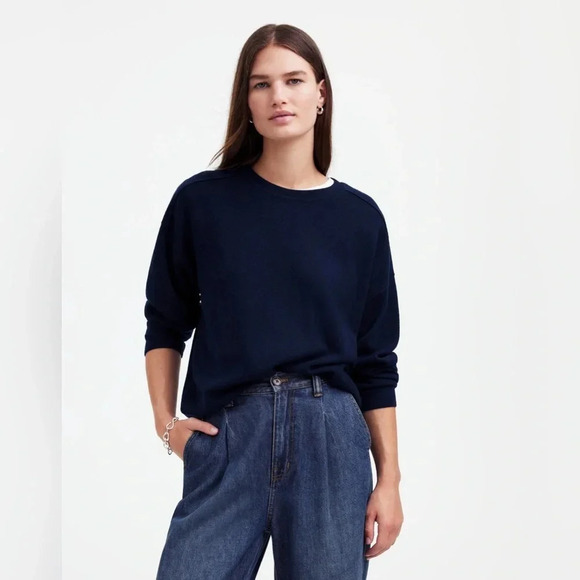 Madewell Sweaters - Madewell Merino Wool Pullover Sweater in Deep Navy Size L